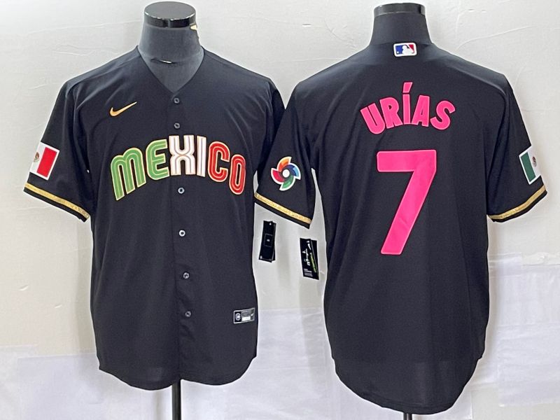 Men 2023 World Cub Mexico #7 Urias Black pink Nike MLB Jersey14